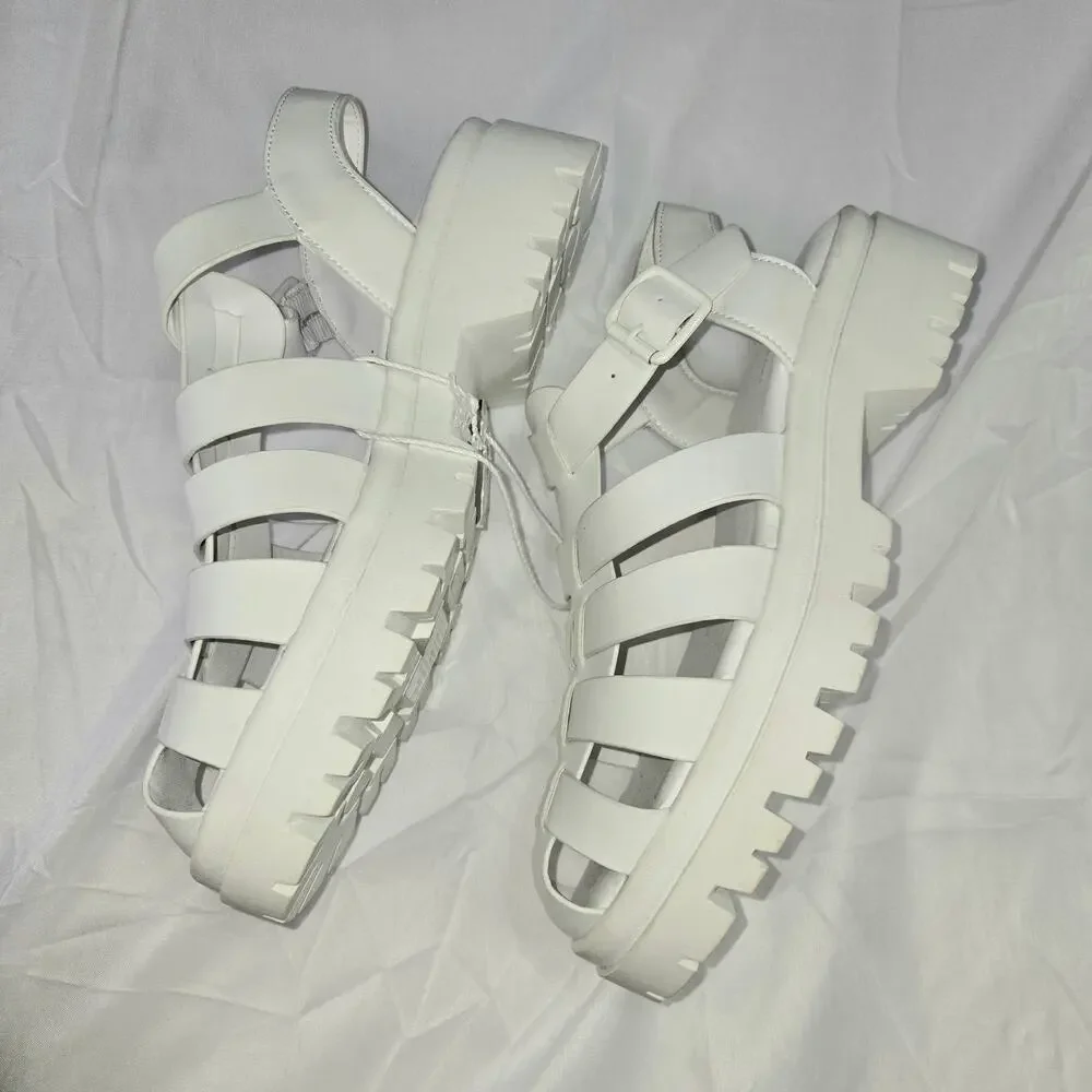 American Eagle White Leather Fisherman Sandals Women Size 8 Chunky Sole NEW/tag